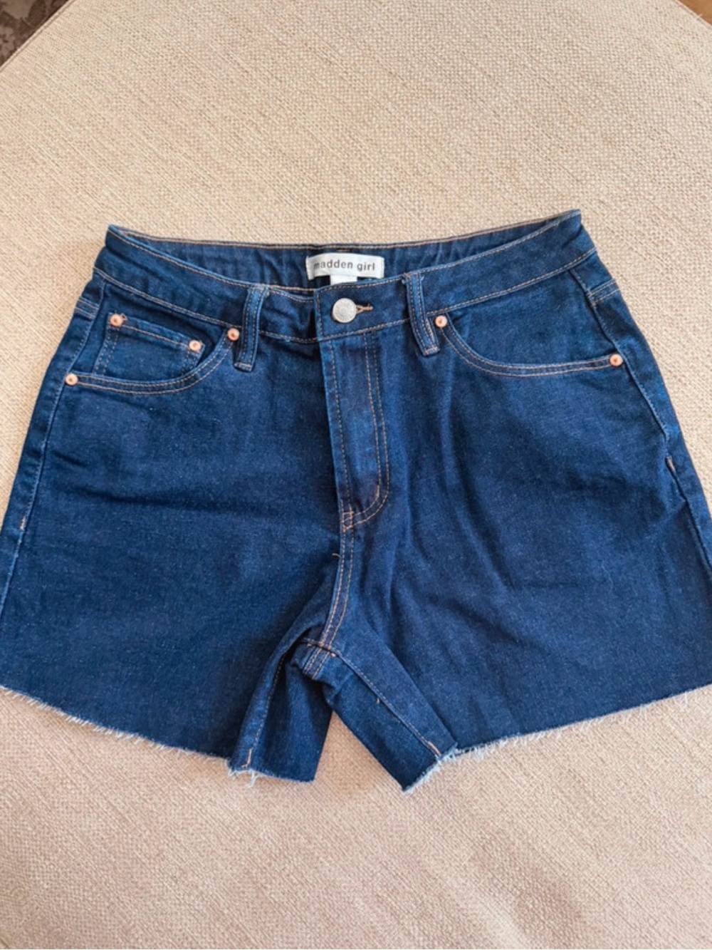 Madden Girl Dark Blue Denim High-Waist Jean Shorts